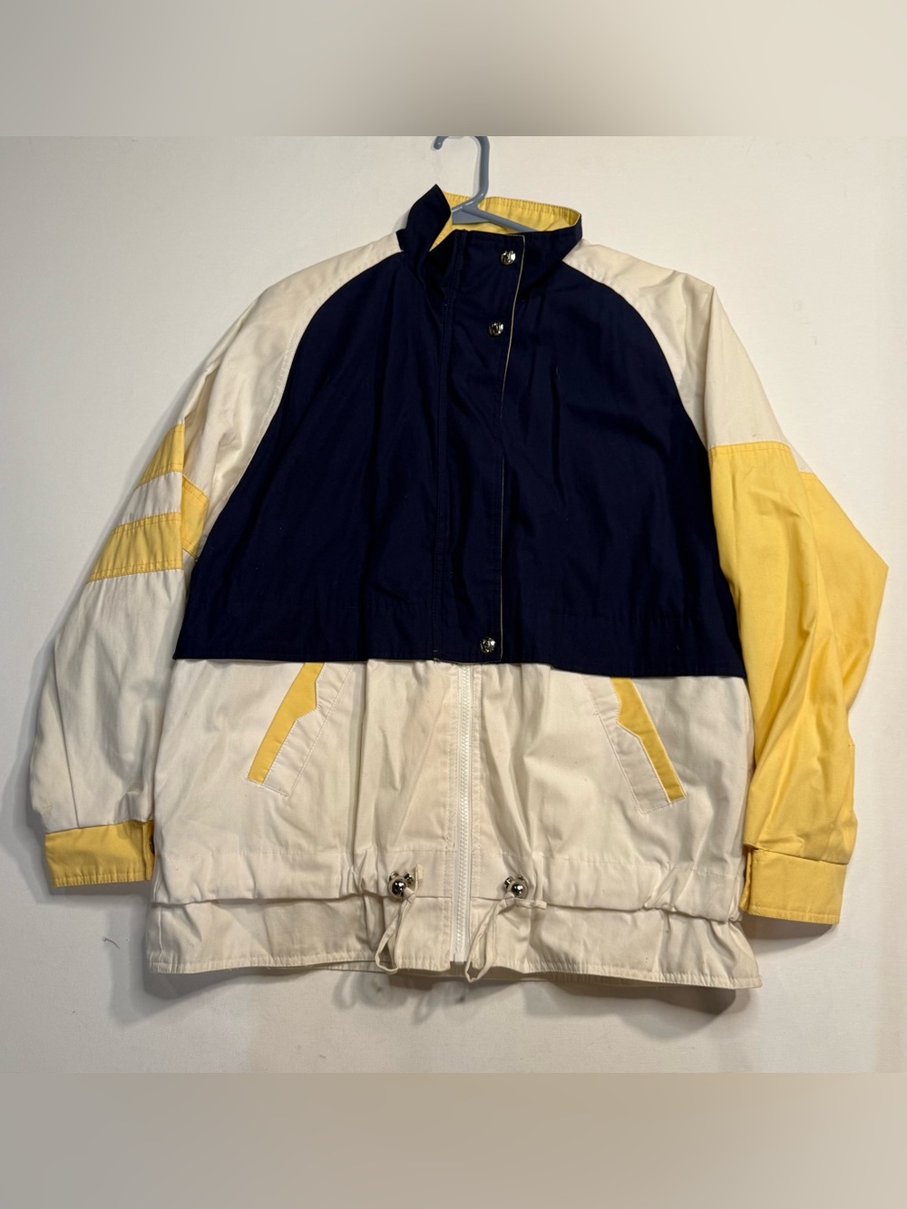 Colorblock Navy, Cream & Yellow Men's Windbreaker Jacket